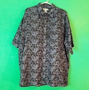 Bogari 100 % Silk Blue Button Down Shirt